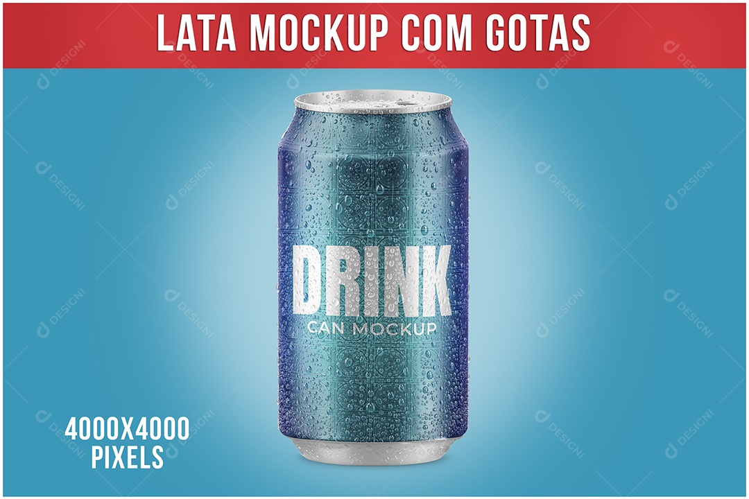 Lata Mockup Bebida PSD com Gotas 350ML