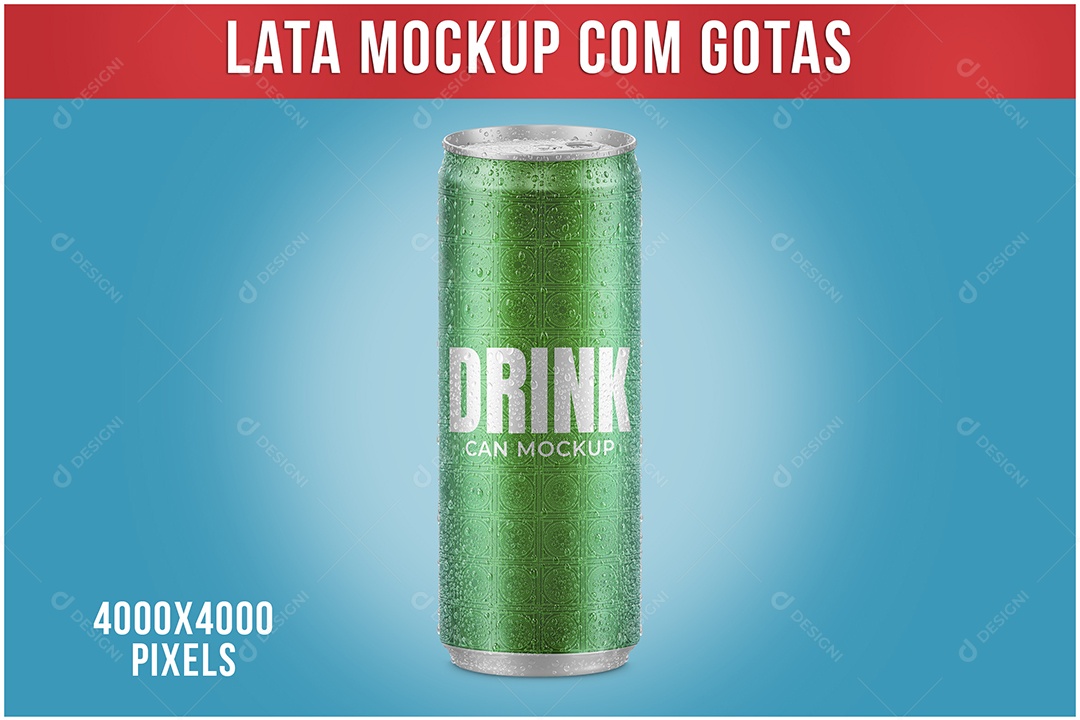 Lata Mockup Red Bull PSD com Gotas 473ML