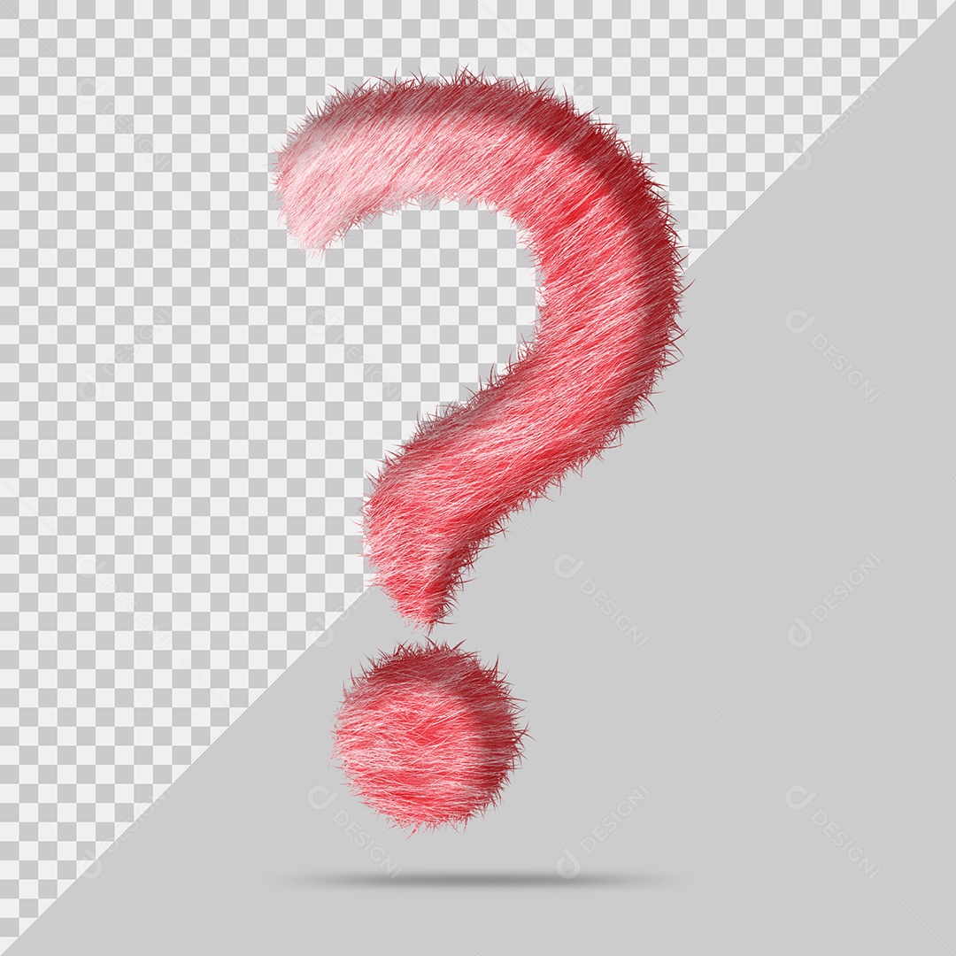 Símbolo de ponto de interrogação com pele Vermelho Pintada Ilustração 3D PSD