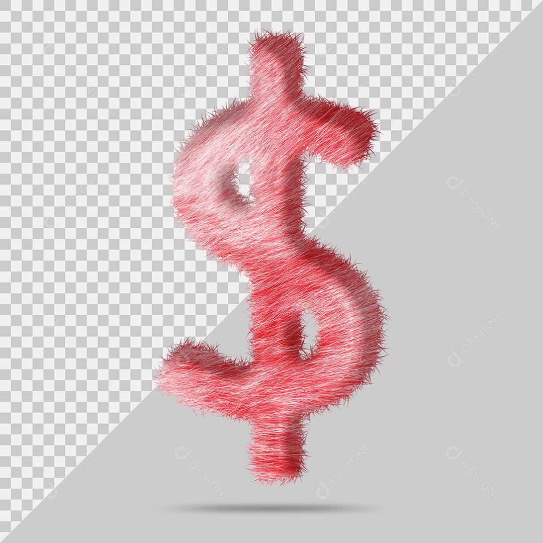 Símbolo do dólar com pele Vermelho Pintada Ilustração 3D PSD