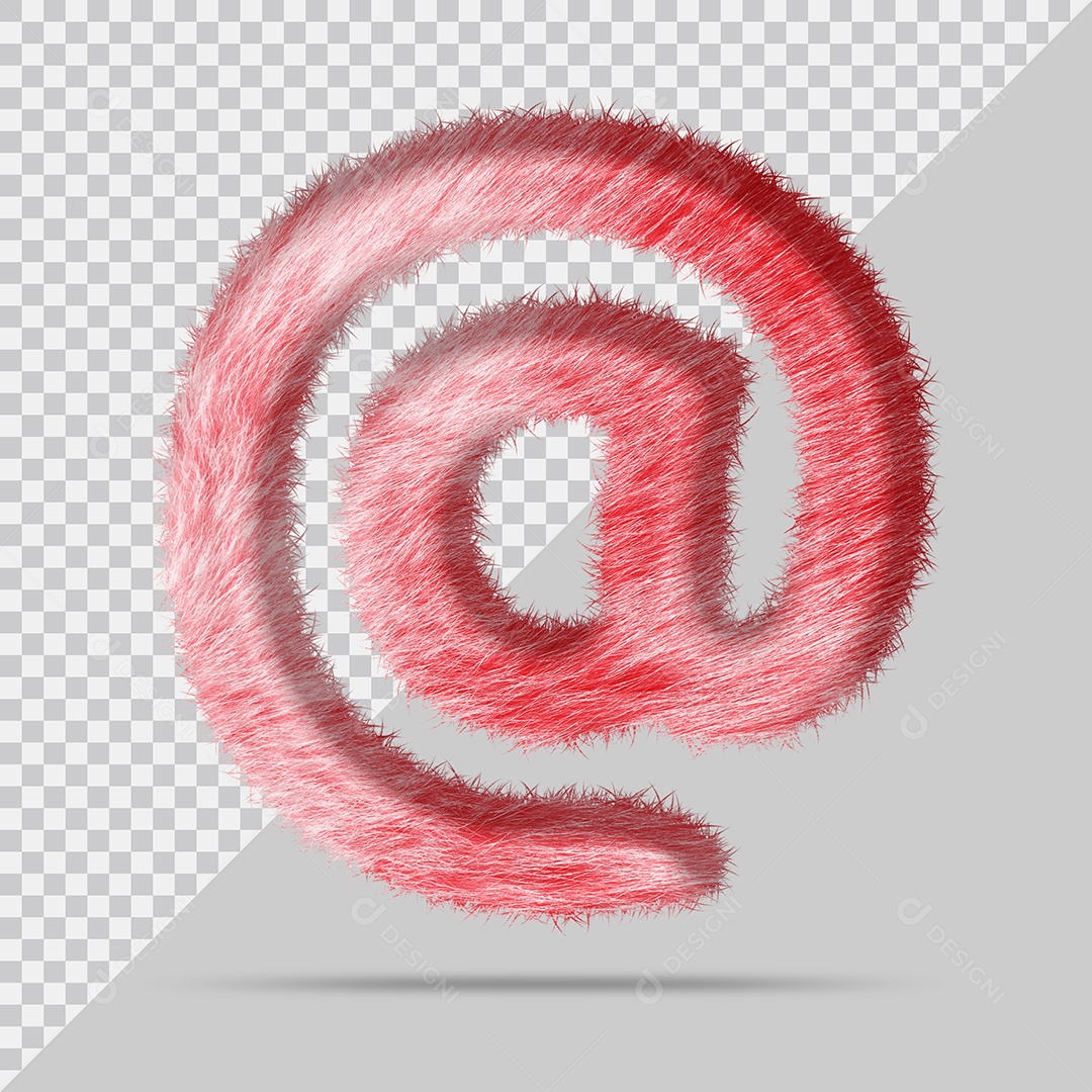 Símbolo 3D Arroba com pele Vermelho Pintada Ilustração 3D PSD