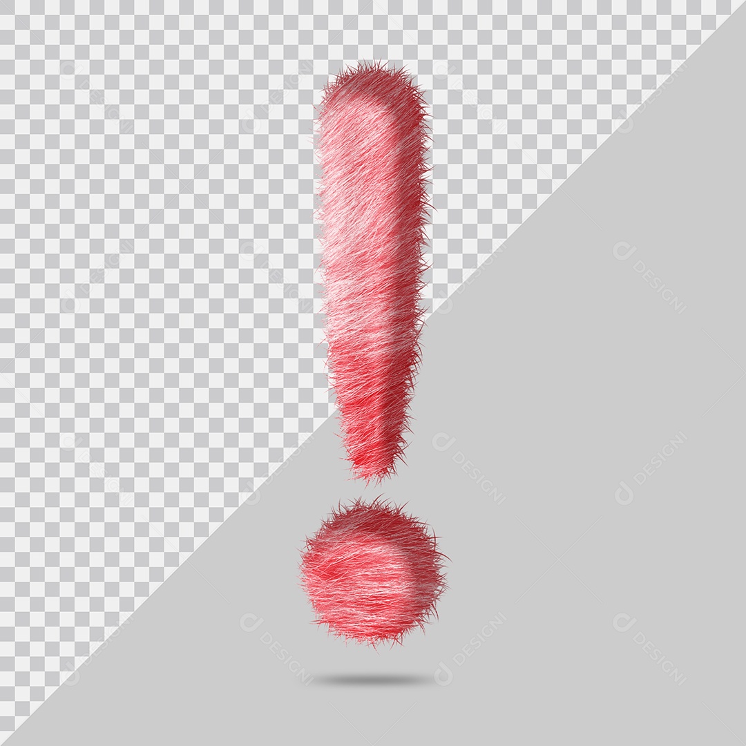 Símbolo de Ponto de Exclamação com pele Vermelho Pintada Ilustração 3D PSD