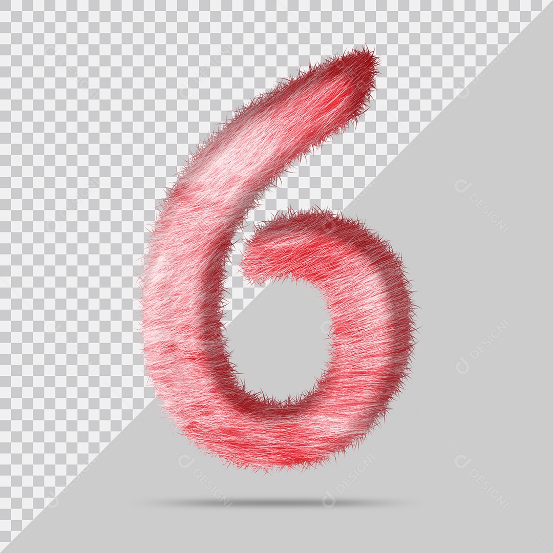 Número 6 com pele Vermelho Pintada Ilustração 3D PSD