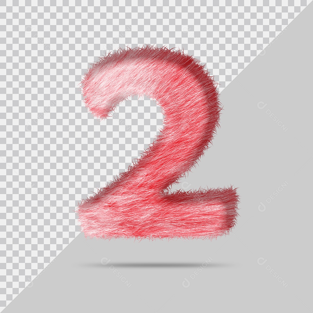 Número 2 com pele Vermelho Pintada Ilustração 3D PSD
