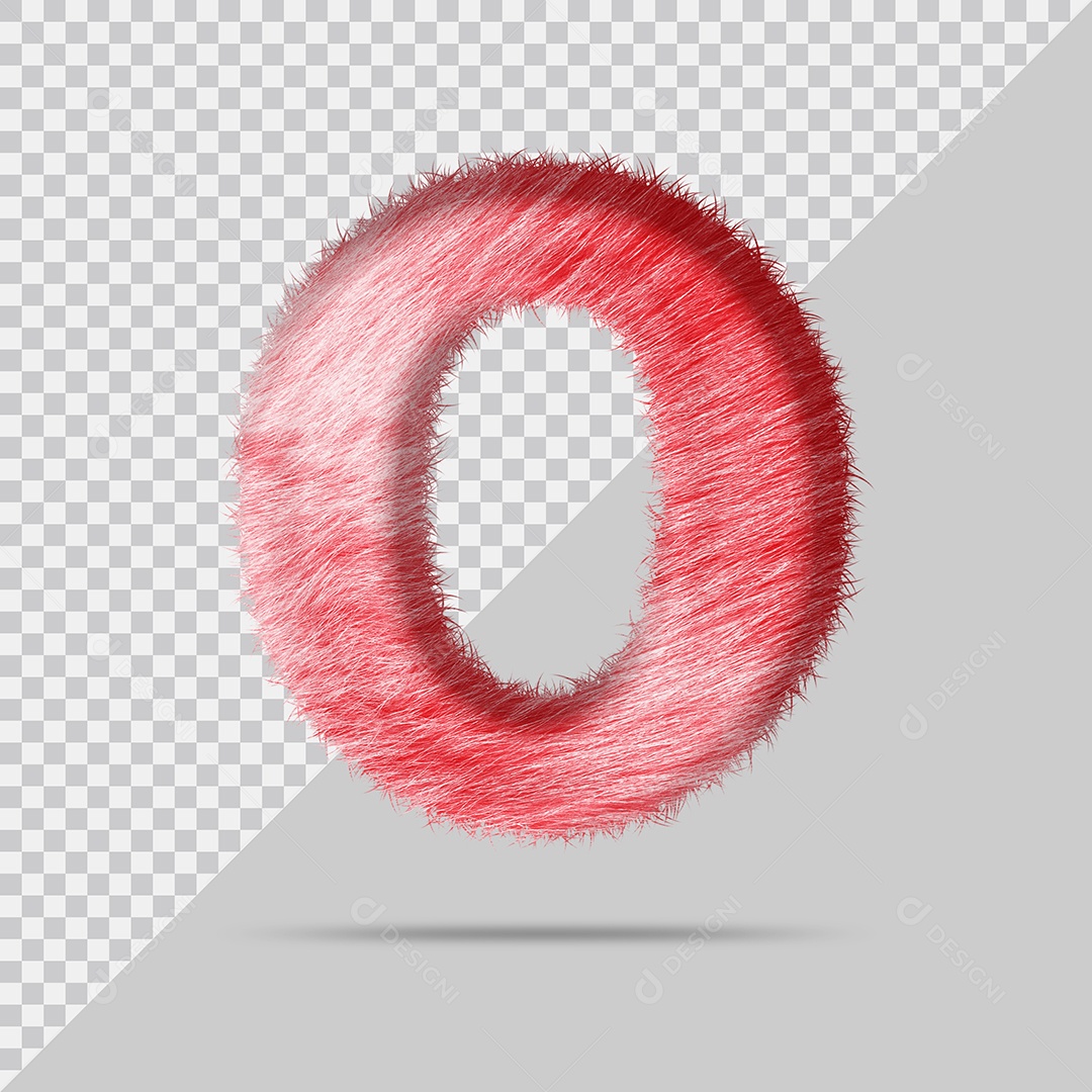 Número 0 com pele Vermelho Pintada Ilustração 3D PSD