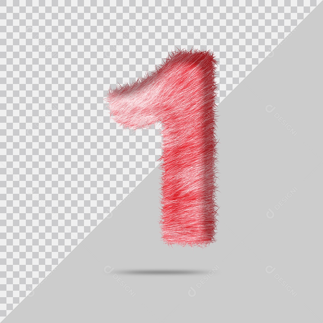 Número 1 com pele Vermelho Pintada Ilustração 3D PSD