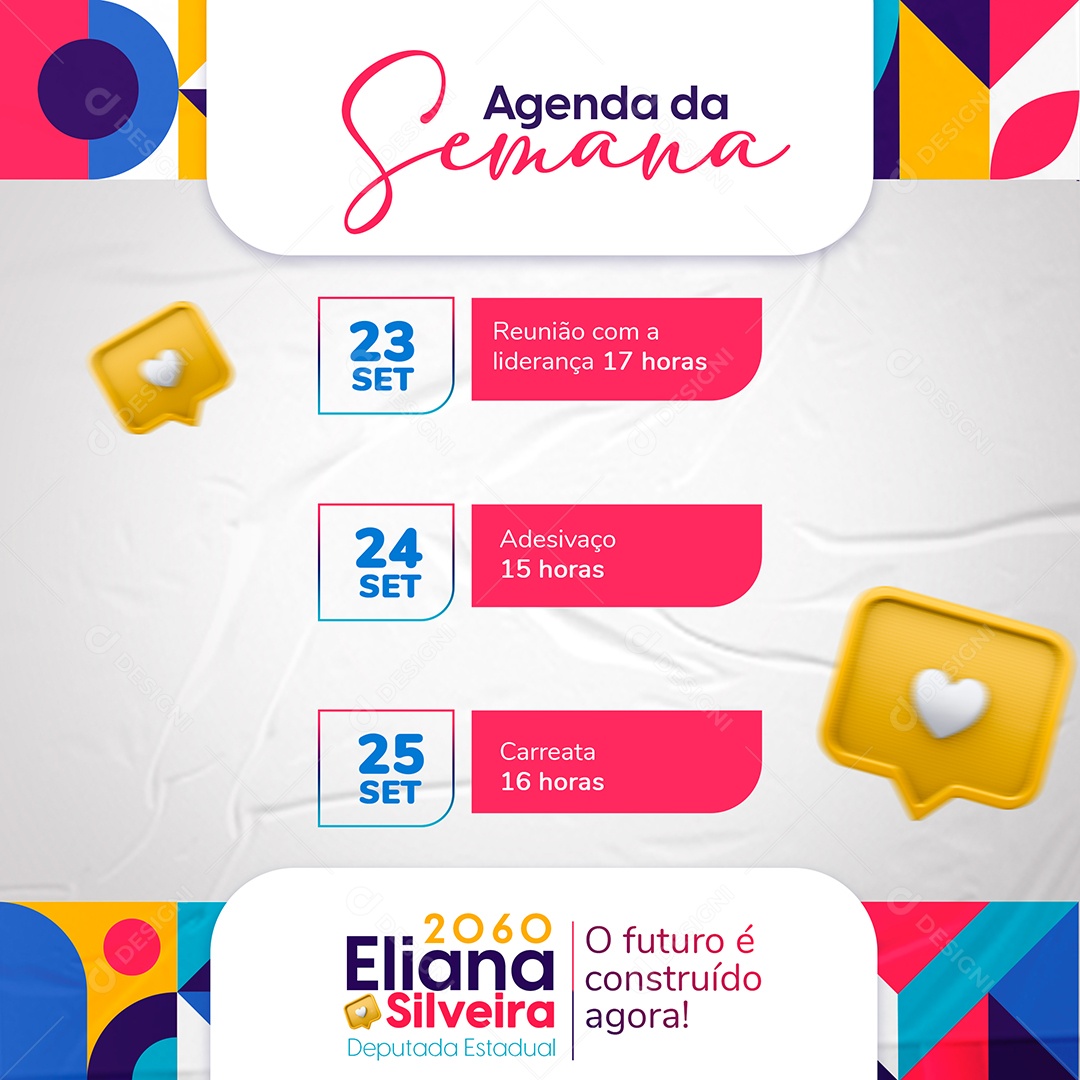 Agenda Semanal O Futuro é Construído Agora Social Media PSD Editável