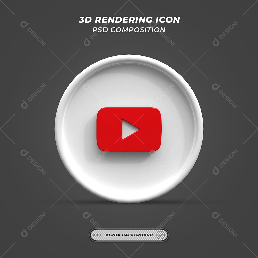 Youtube Ícone 3D Para Composição PSD