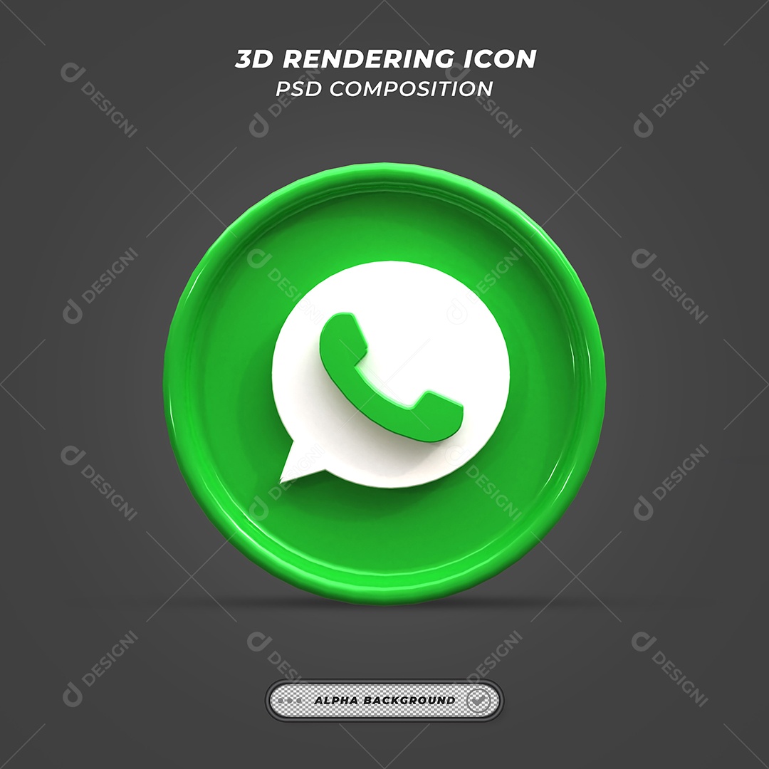 Whatsapp Ícone 3D Verde Para Composição PSD