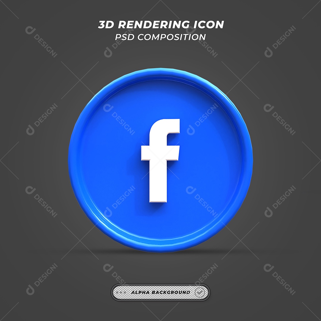 Facebook Ícone 3D Para Composição PSD