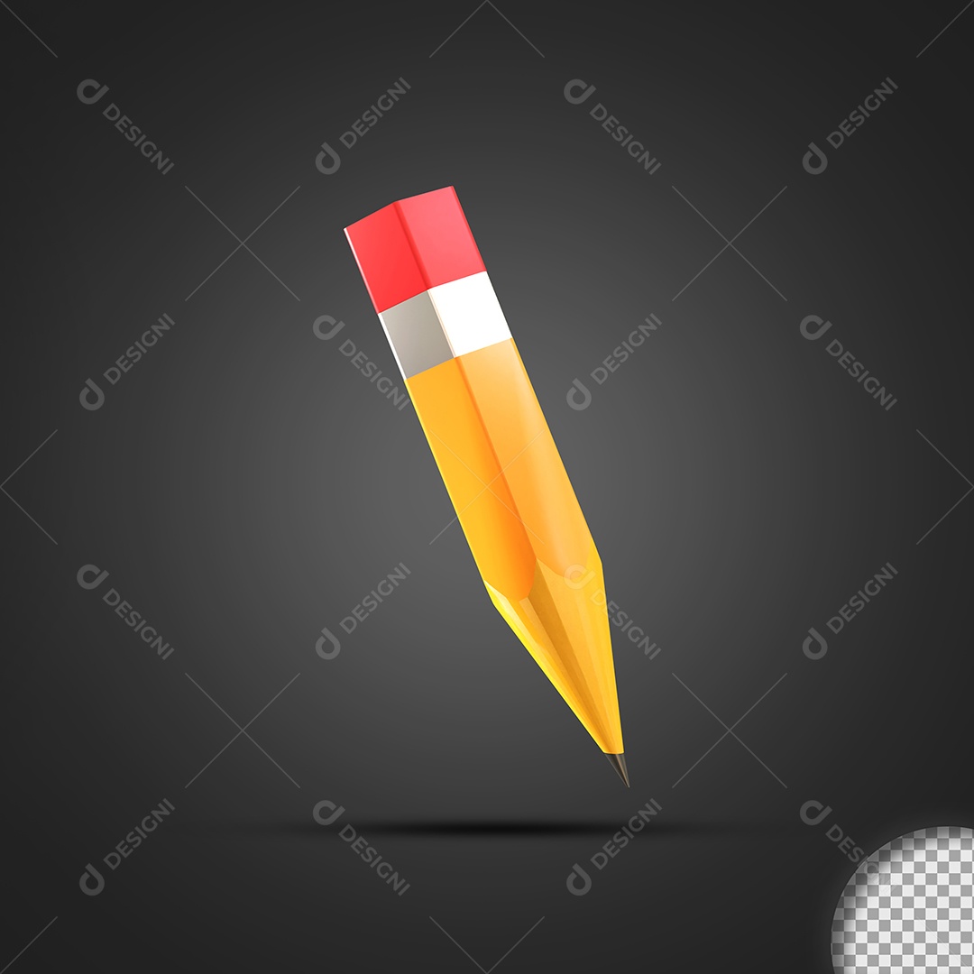 Lápis Escolar Elemento 3D Para Composição PSD