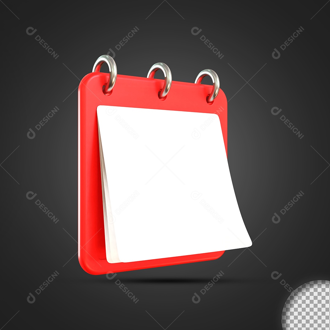 Bloco de Notas vermelho e branco Elemento 3D para Composição PSD