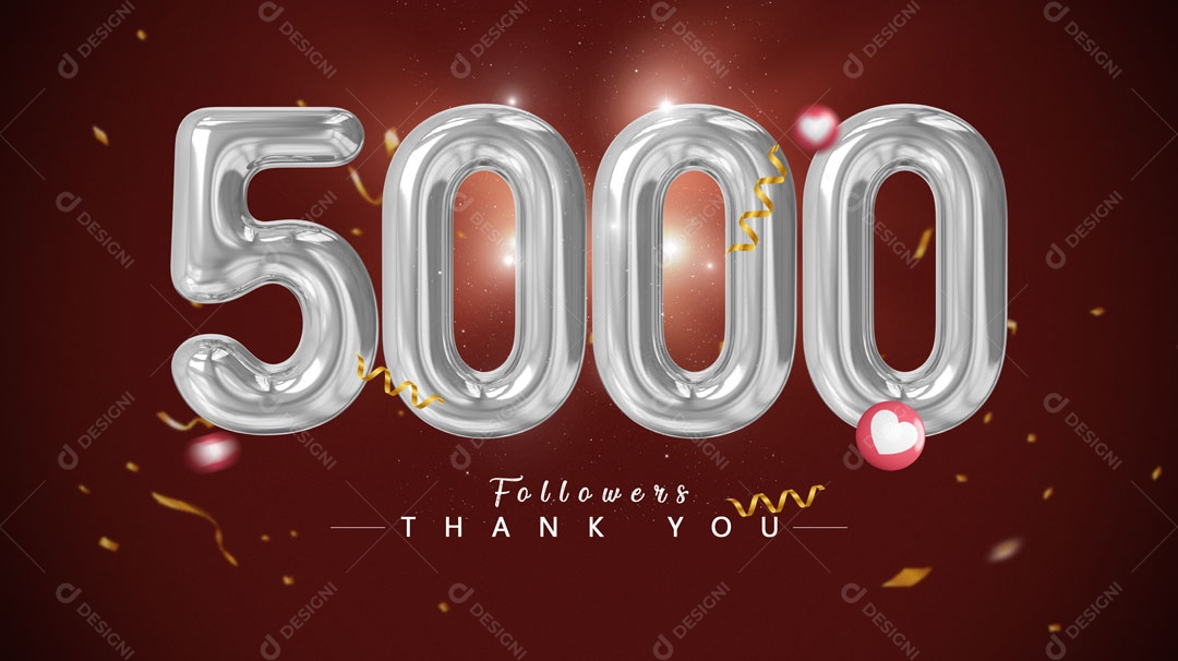 Número Prata Seguidores 5 Mil Parabéns PSD