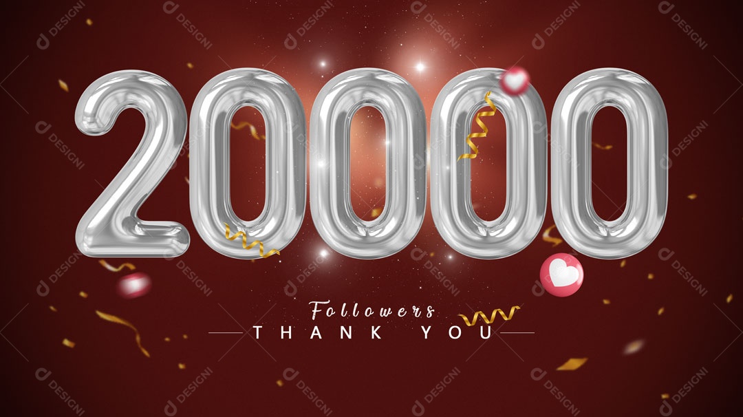 Número Prata Seguidores 20 Mil Parabéns PSD