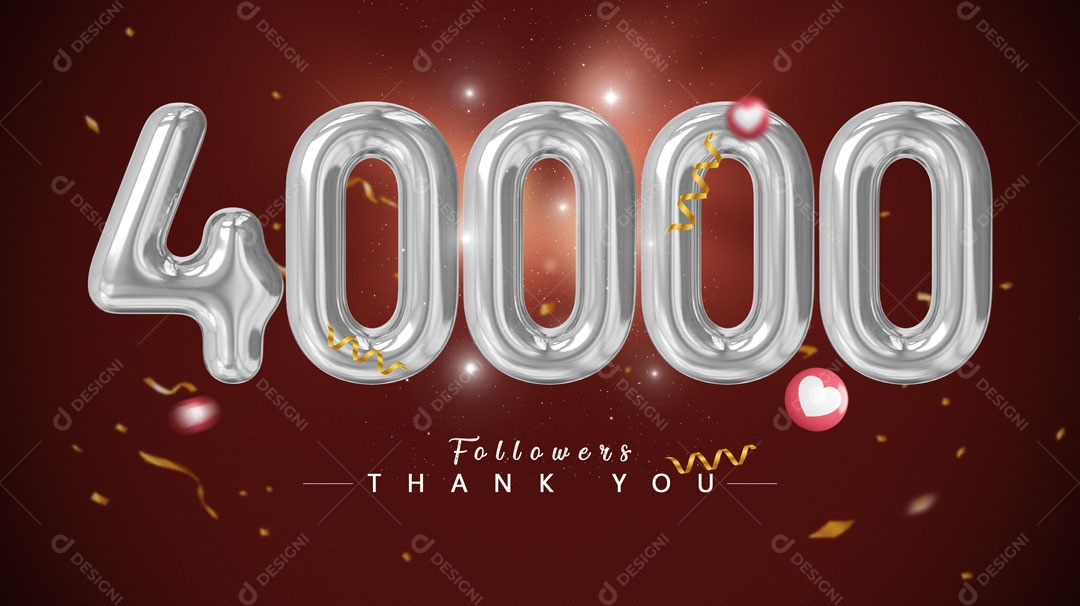 Número Prata Seguidores 40 Mil Parabéns PSD