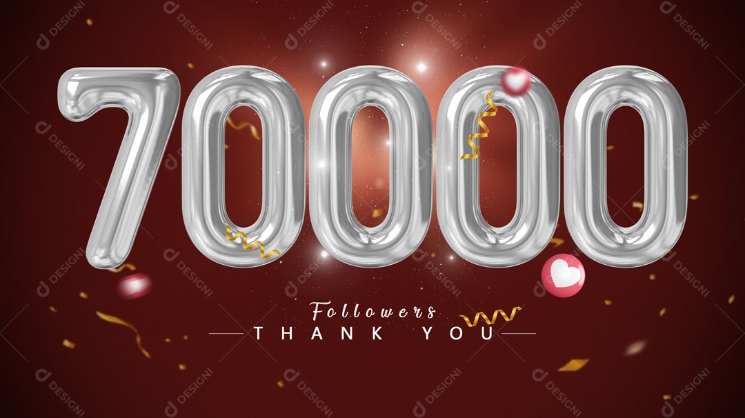 Número Prata Seguidores 70 Mil Parabéns PSD
