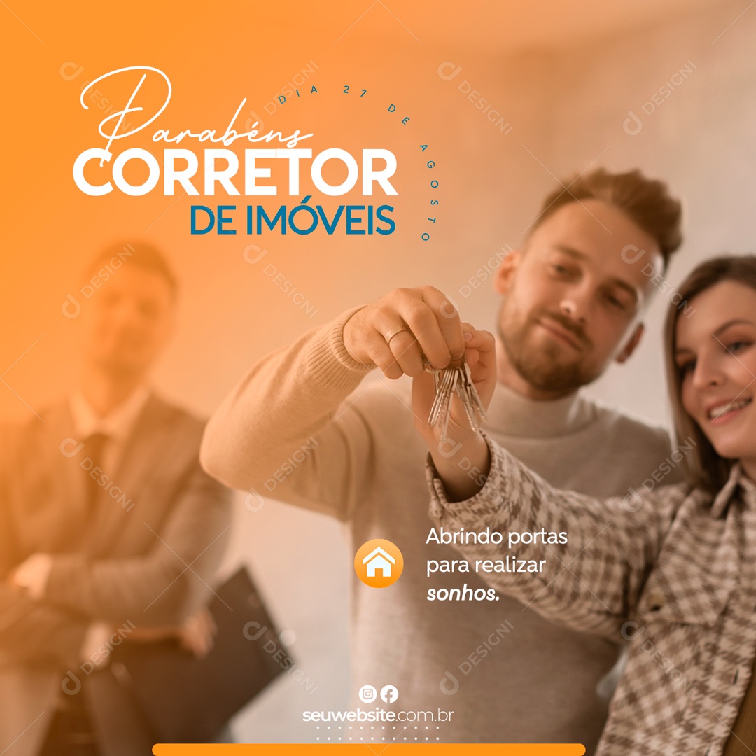 Imobiliária Dia Do Corretor Data Comemorativa Social Media PSD Editável