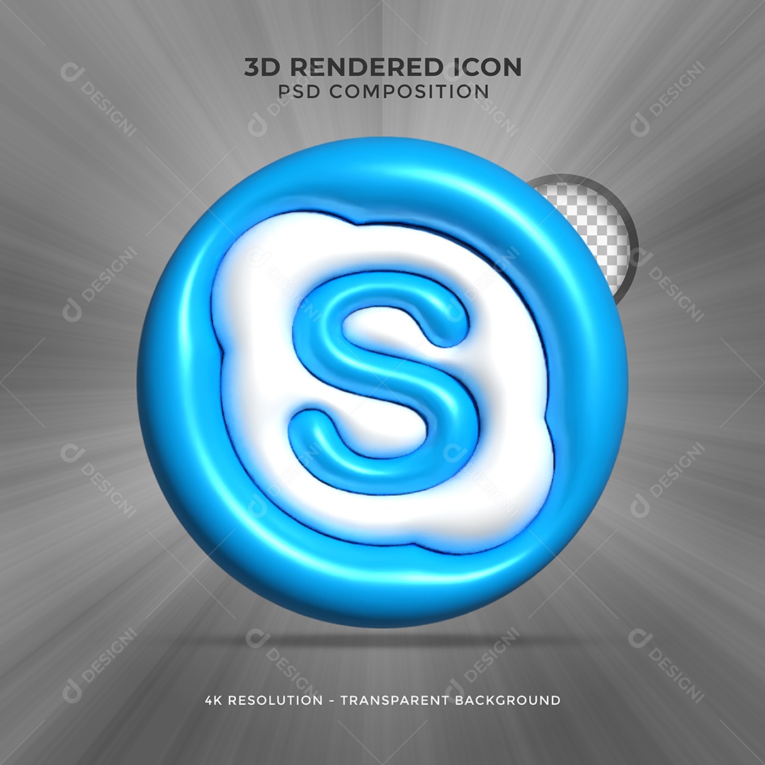 Skype Ícone 3D Para Composição PSD