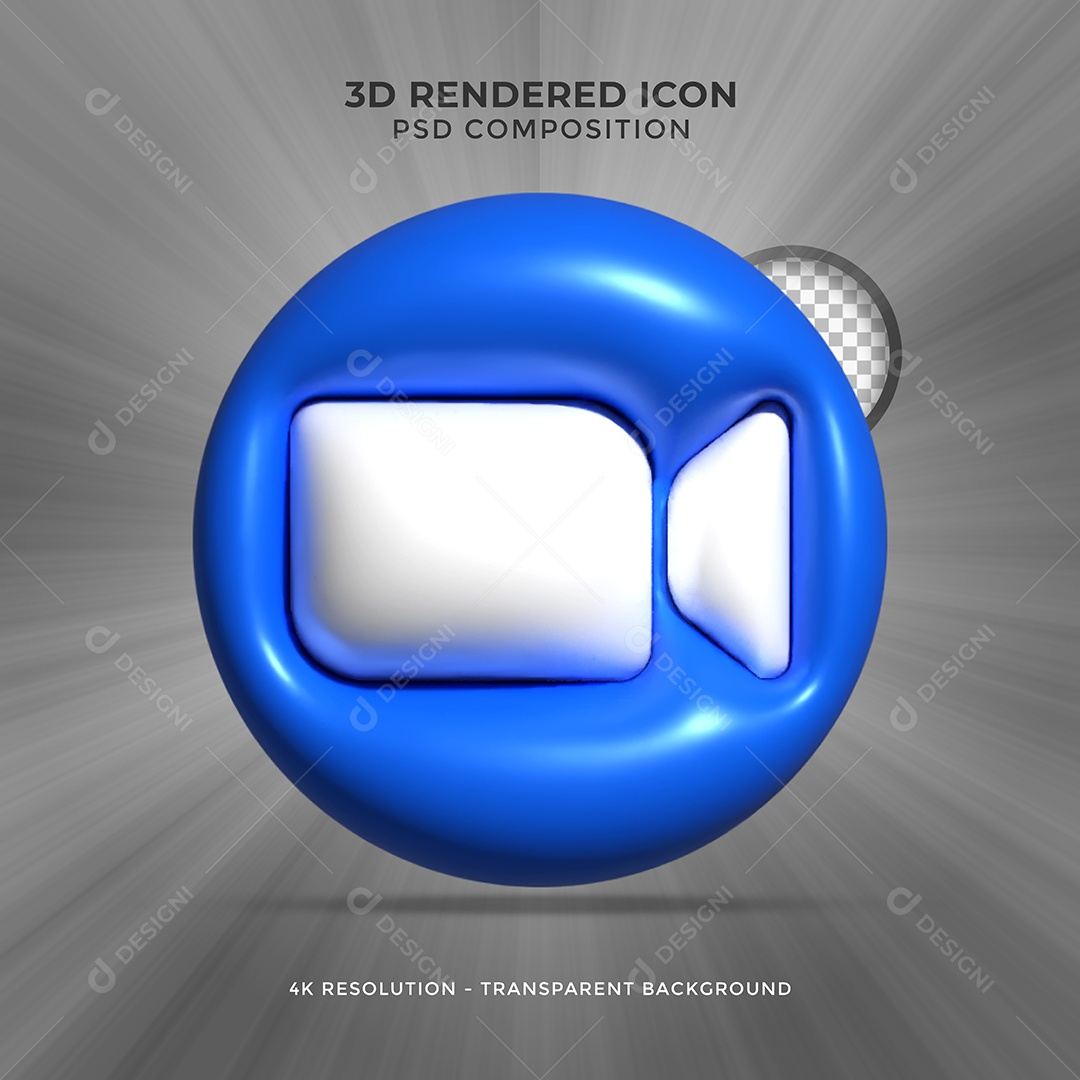 Zoom 3D Ícone Azul e Branco Elemento Para Composição PSD