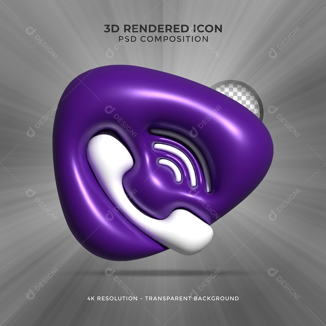 Telefone Elemento 3D Roxo Para Composição PSD