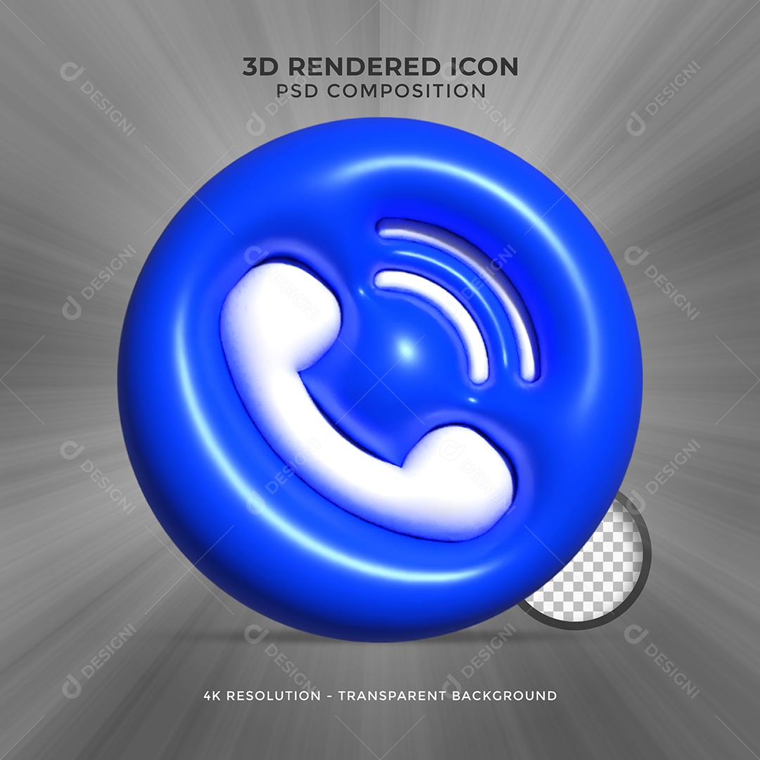 Telefone Elemento 3D azul Para Composição PSD