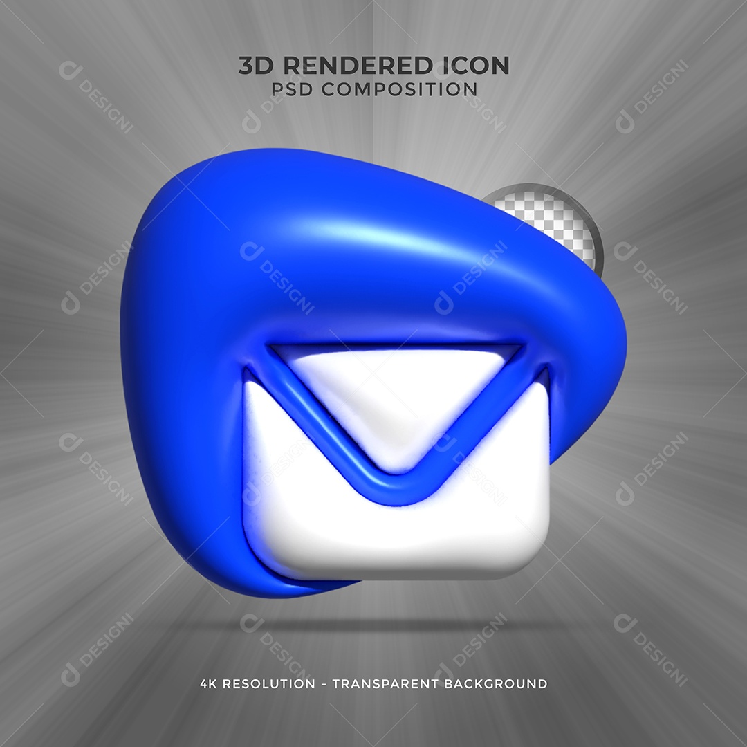 Mensagem Ícone 3D Azul Elemento para Composição PSD
