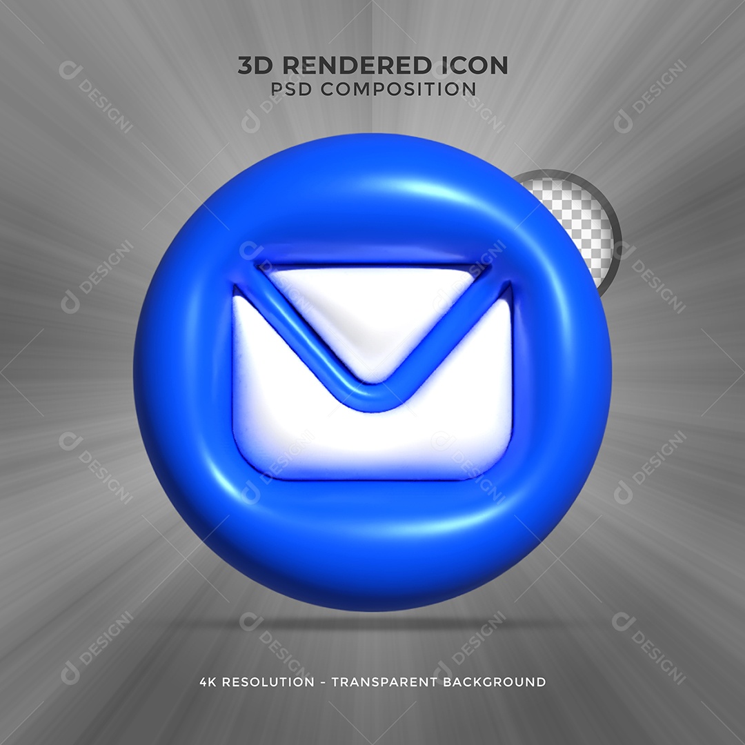 Mensagem Ícone 3D Azul Elemento para Composição PSD