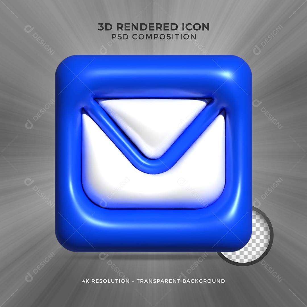 Mensagem Ícone 3D Azul Elemento para Composição PSD