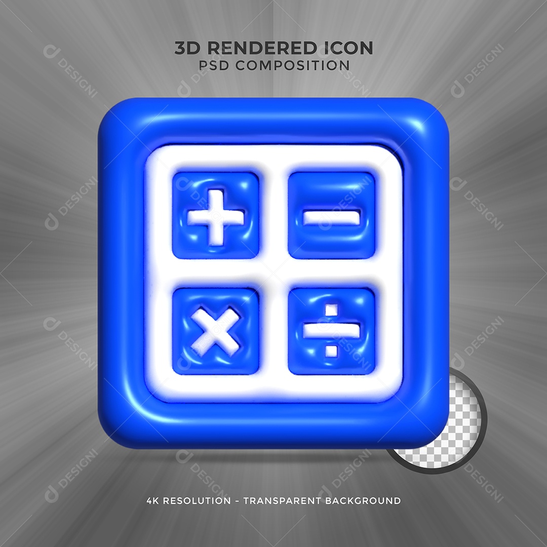 Calculadora Azul Elemento 3D para Composição PSD