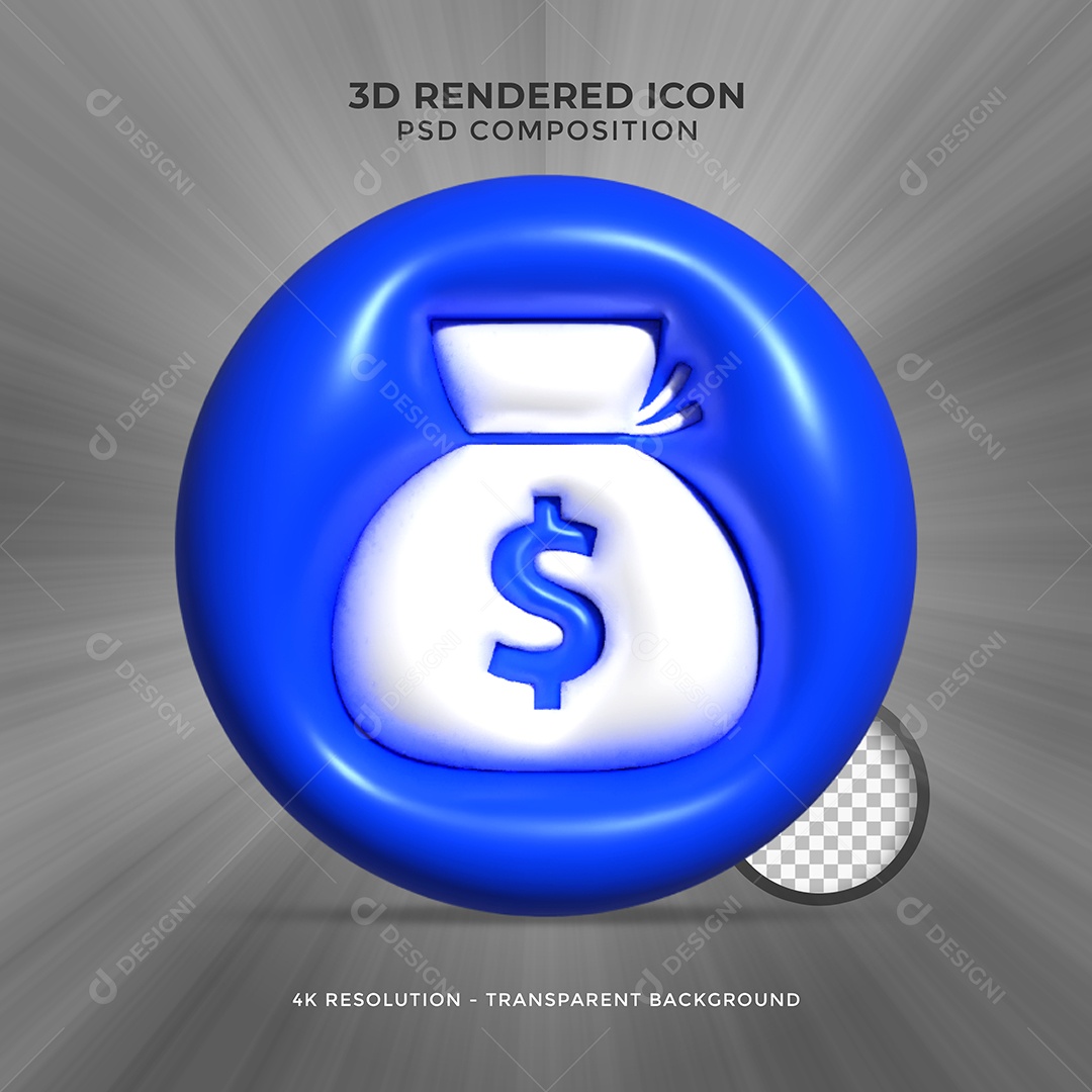 Símbolo de Finanças ícone 3D azul para Composição PSD
