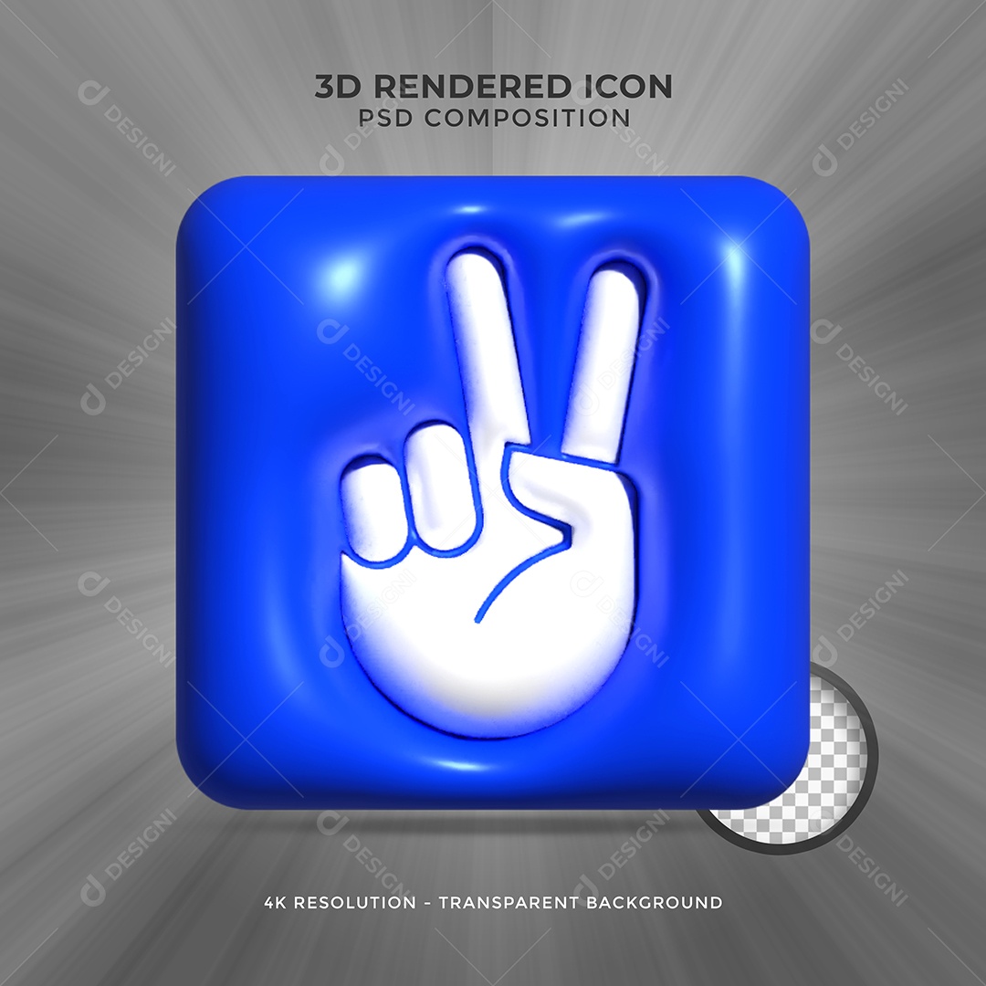Peace Blue 3D Icon for Composition PSD