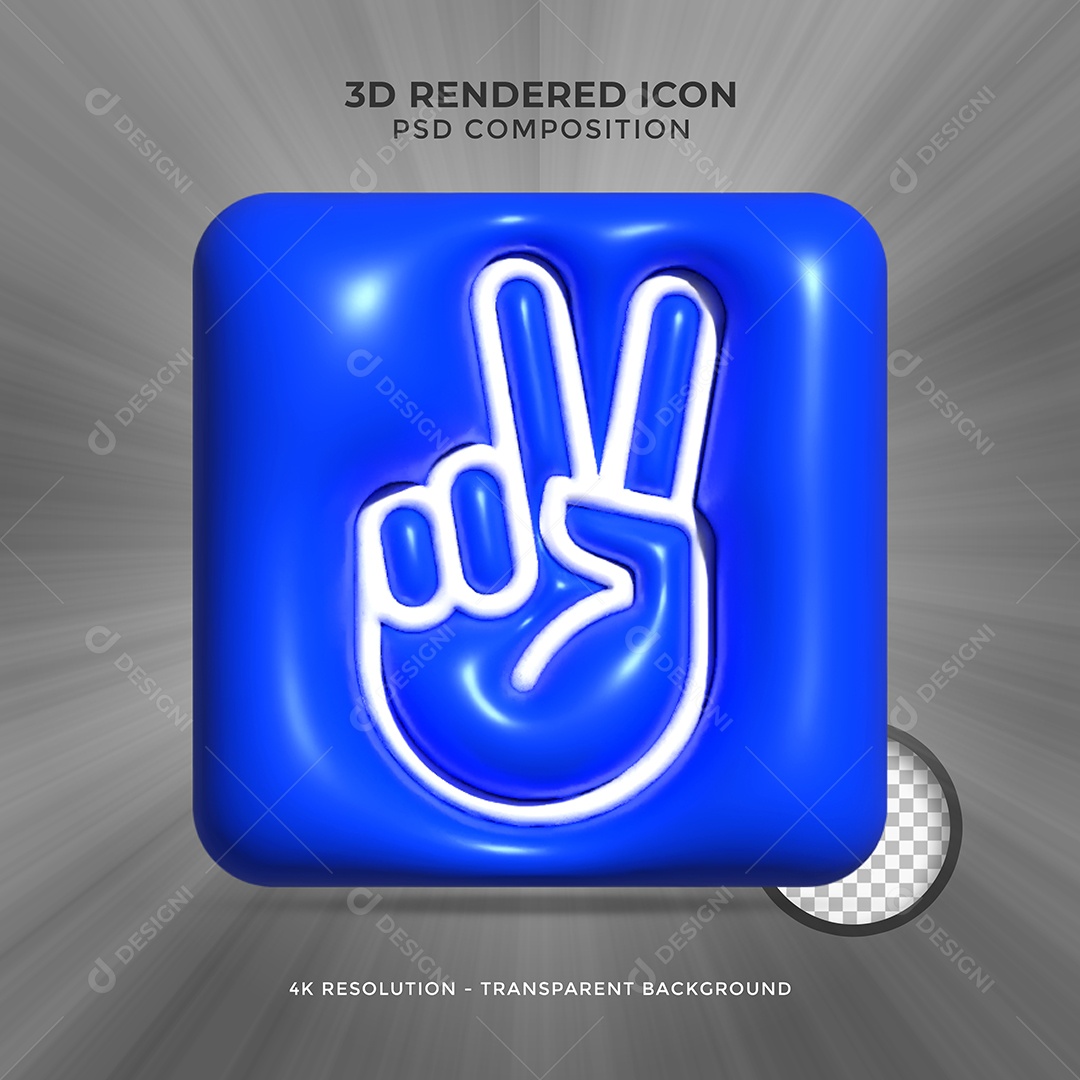 Peace Blue 3D Icon for Composition PSD