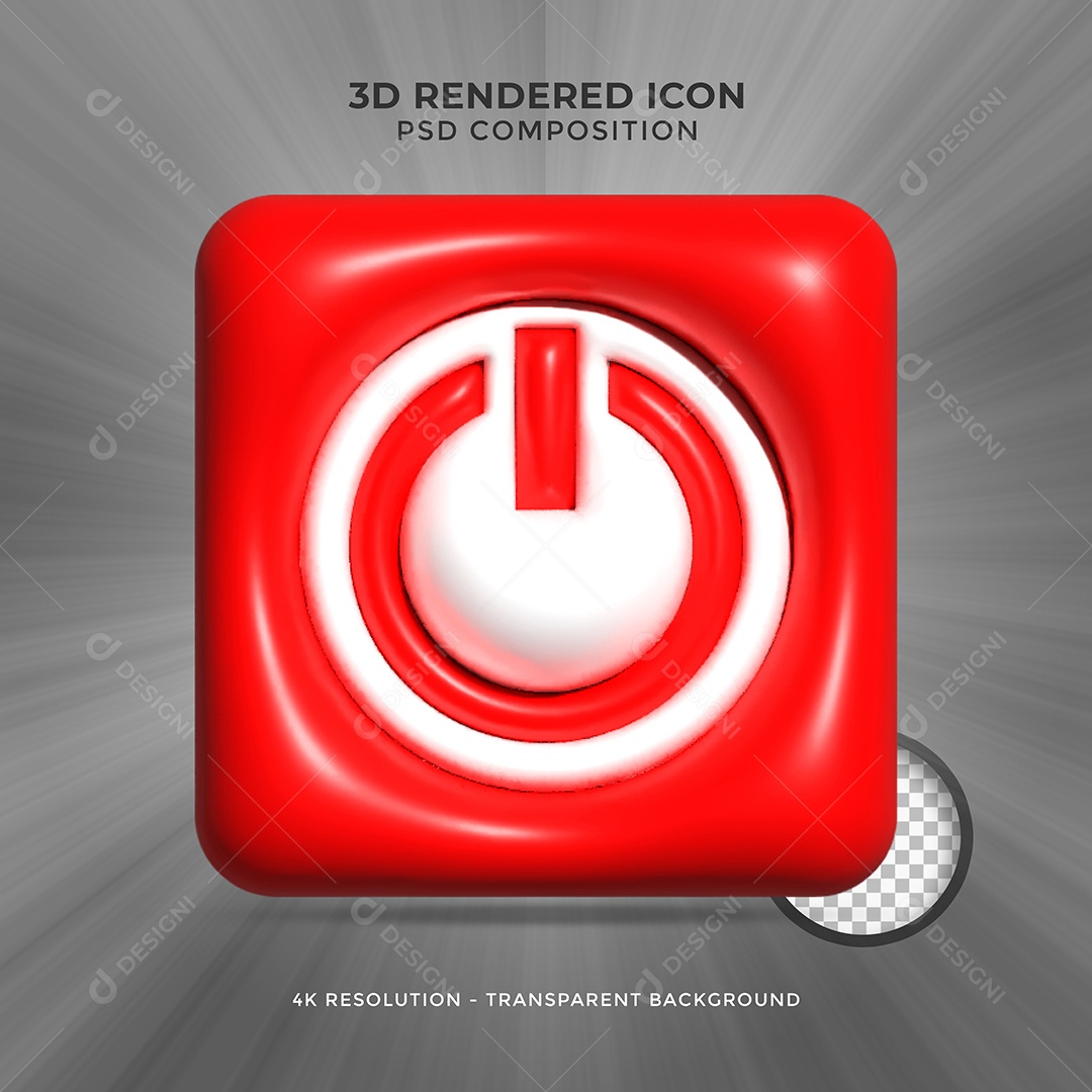 Reiniciar Elemento 3D Vermelho para composição PSD