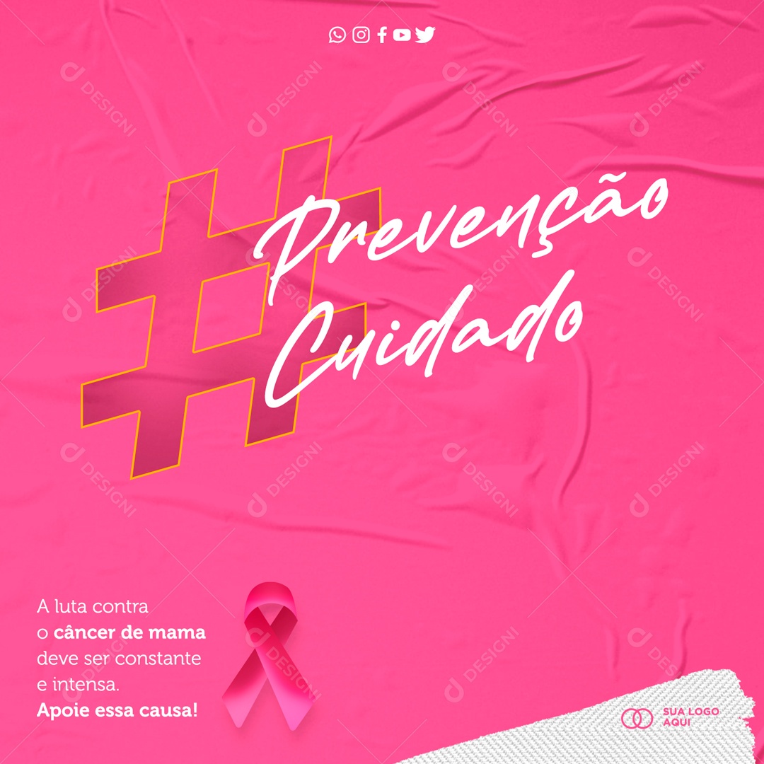Prevenção Cuidando A Luta Contra o Câncer Social Media PSD Editável