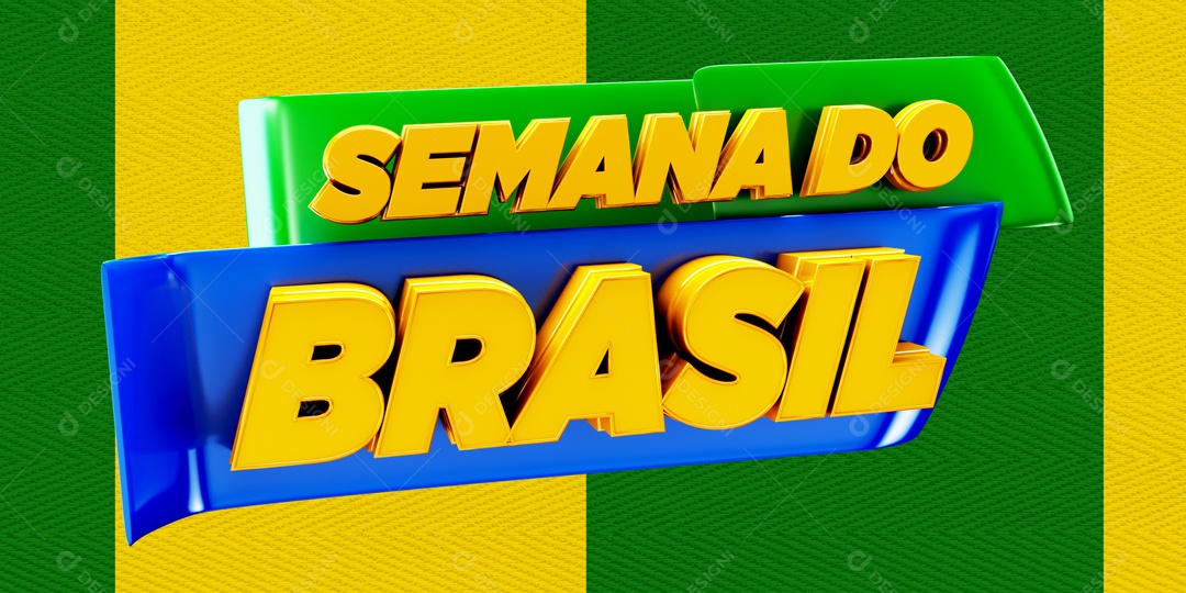 Selo 3D Semana Do Brasil Verde e Azul PSD