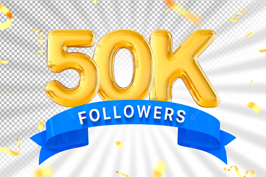 Elemento 3D Para Composição 50K Seguidores PSD