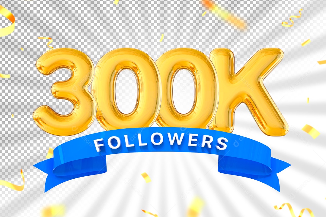 Elemento 3D Para Composição 300K Seguidores PSD