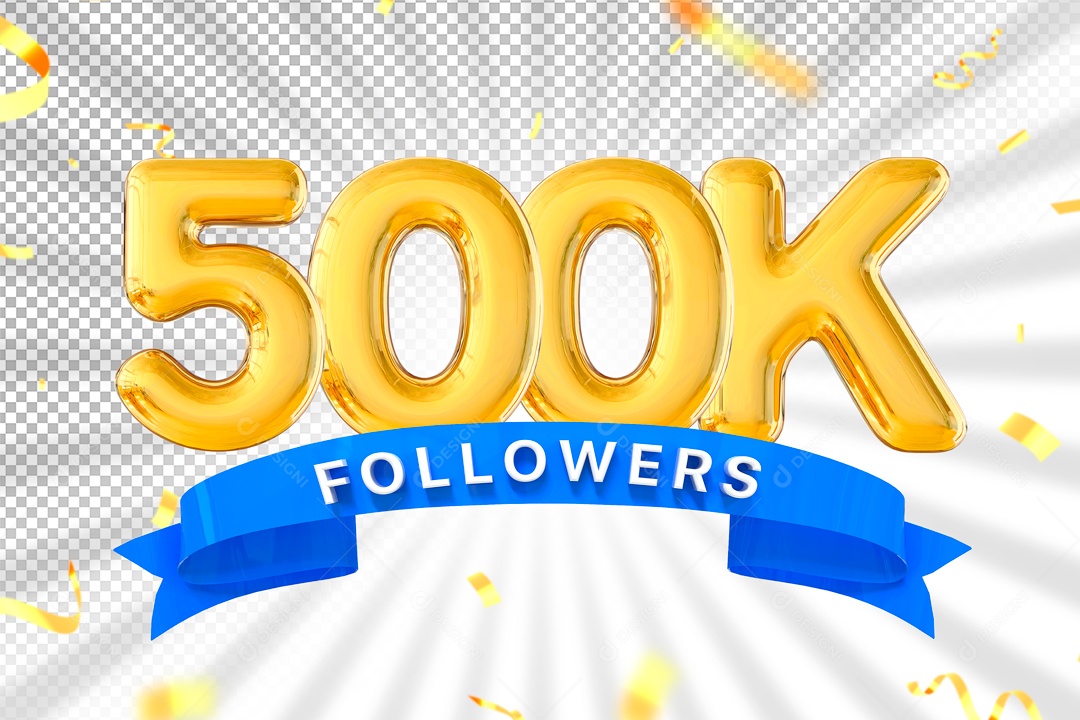 Elemento 3D Para Composição 500K Seguidores PSD
