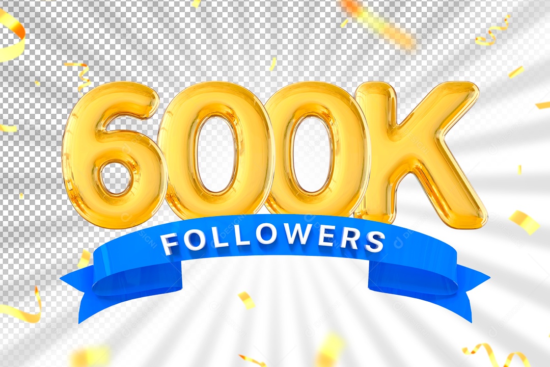 Elemento 3D Para Composição 600K Seguidores PSD
