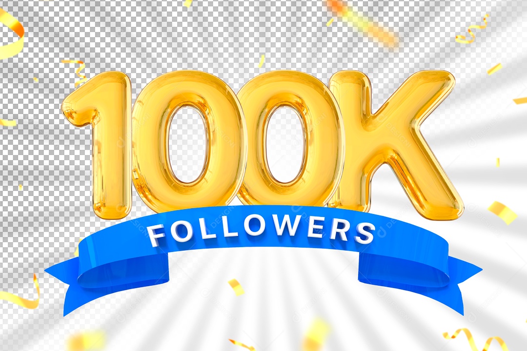 Elemento 3D Para Composição 100K Seguidores PSD