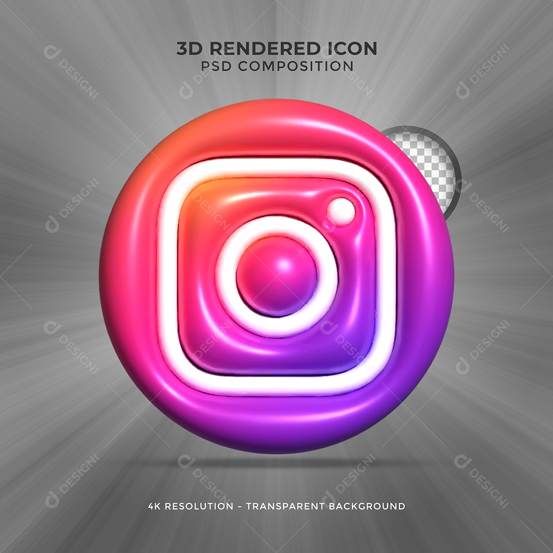 Instagram Ícone 3D Para Composição PSD