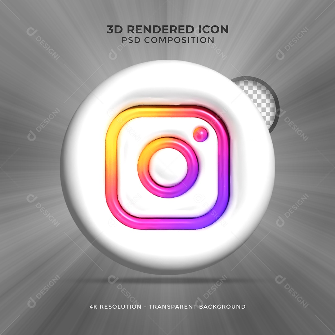 Instagram Ícone 3D Para Composição PSD