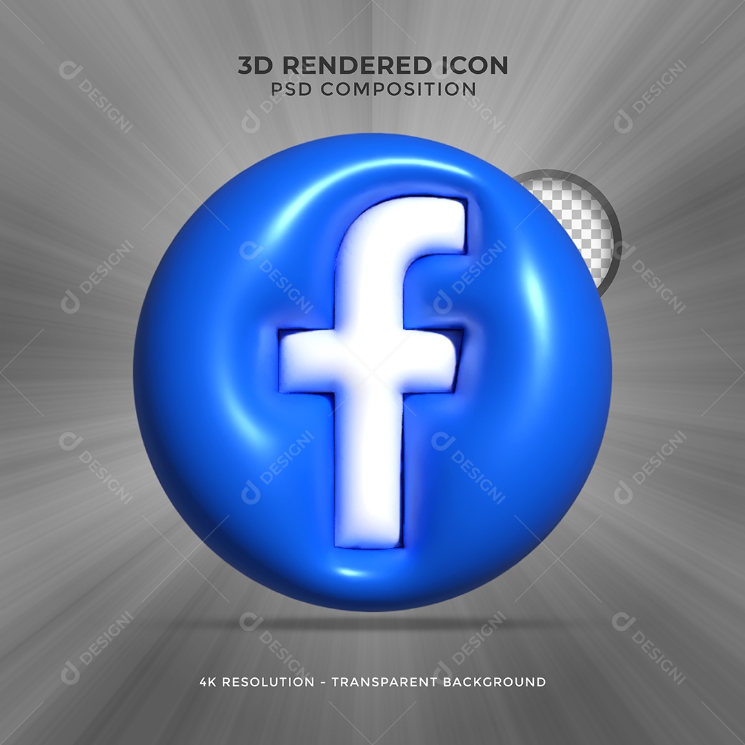 Facebook Ícone 3D Para Composição PSD