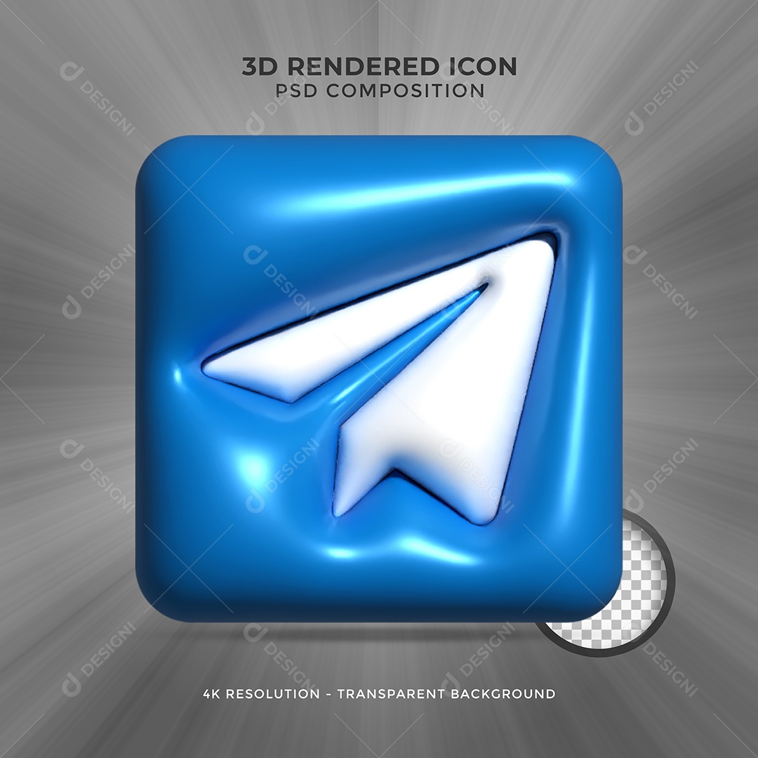 Telegram Elemento 3D Para Composição PSD