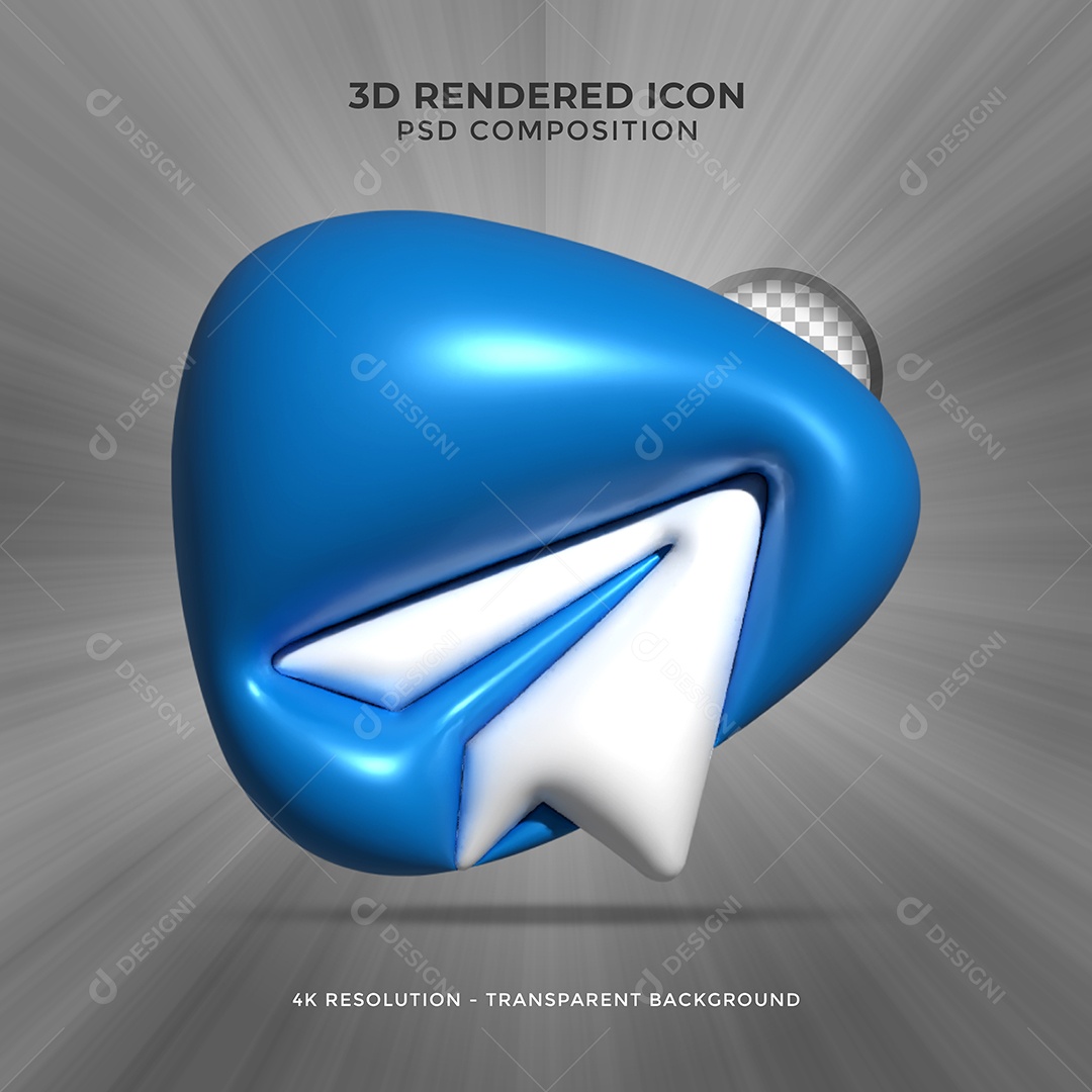 Telegram Elemento 3D Para Composição PSD