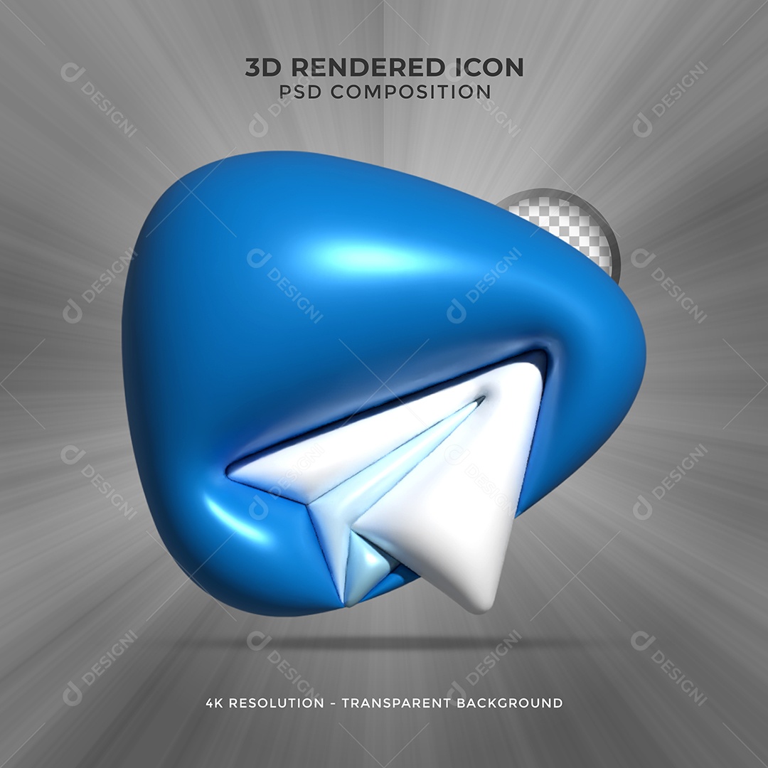 Telegram Elemento 3D Para Composição PSD