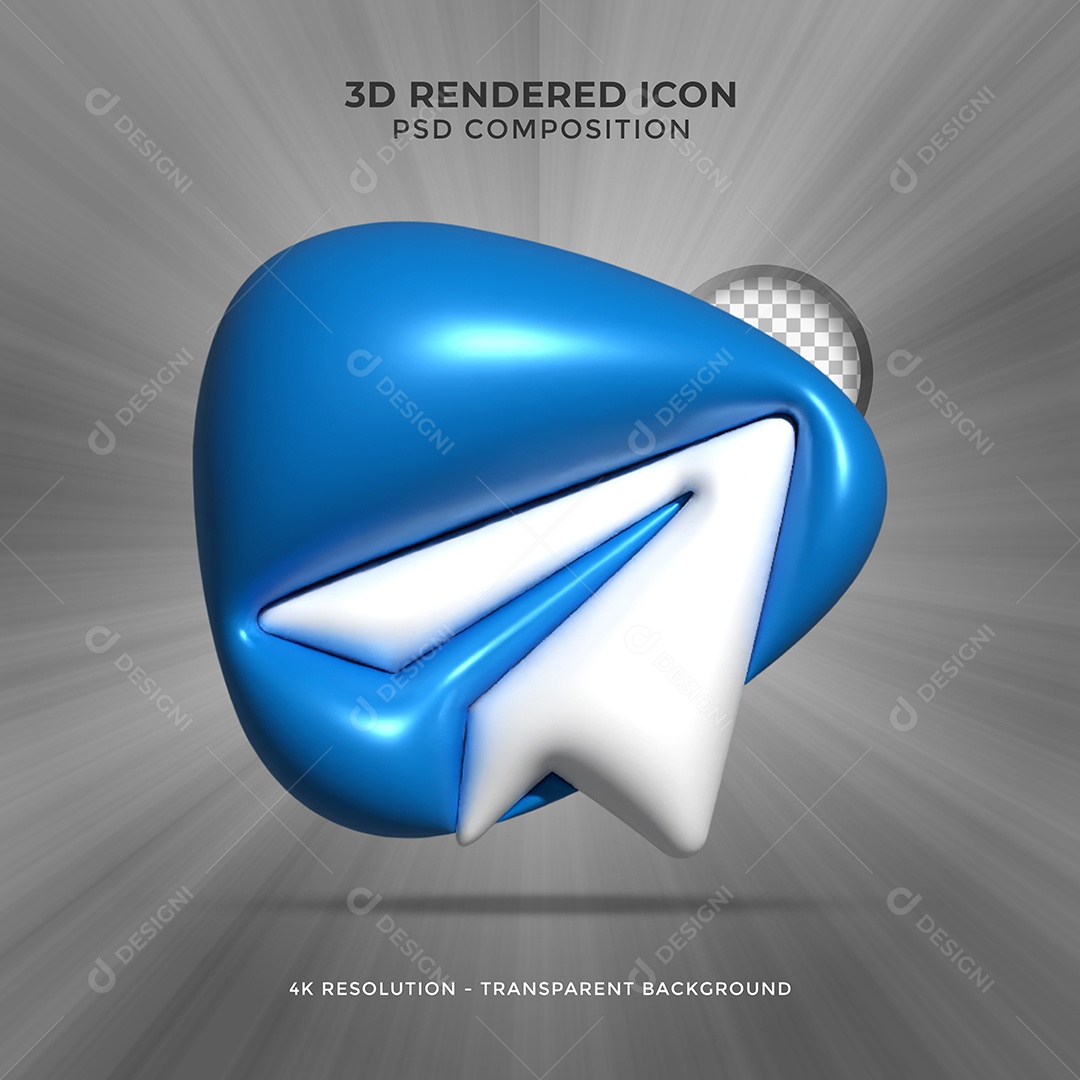 Telegram Elemento 3D Para Composição PSD