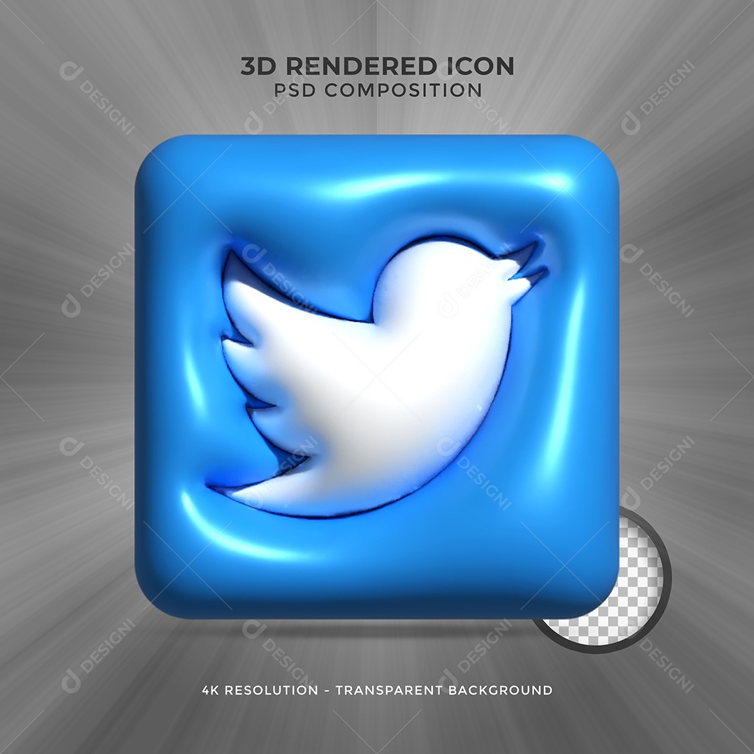 Twitter Elemento 3D Para Composição PSD