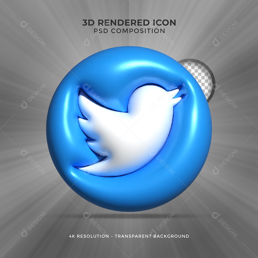 Twitter 3D Icon For Composition PSD