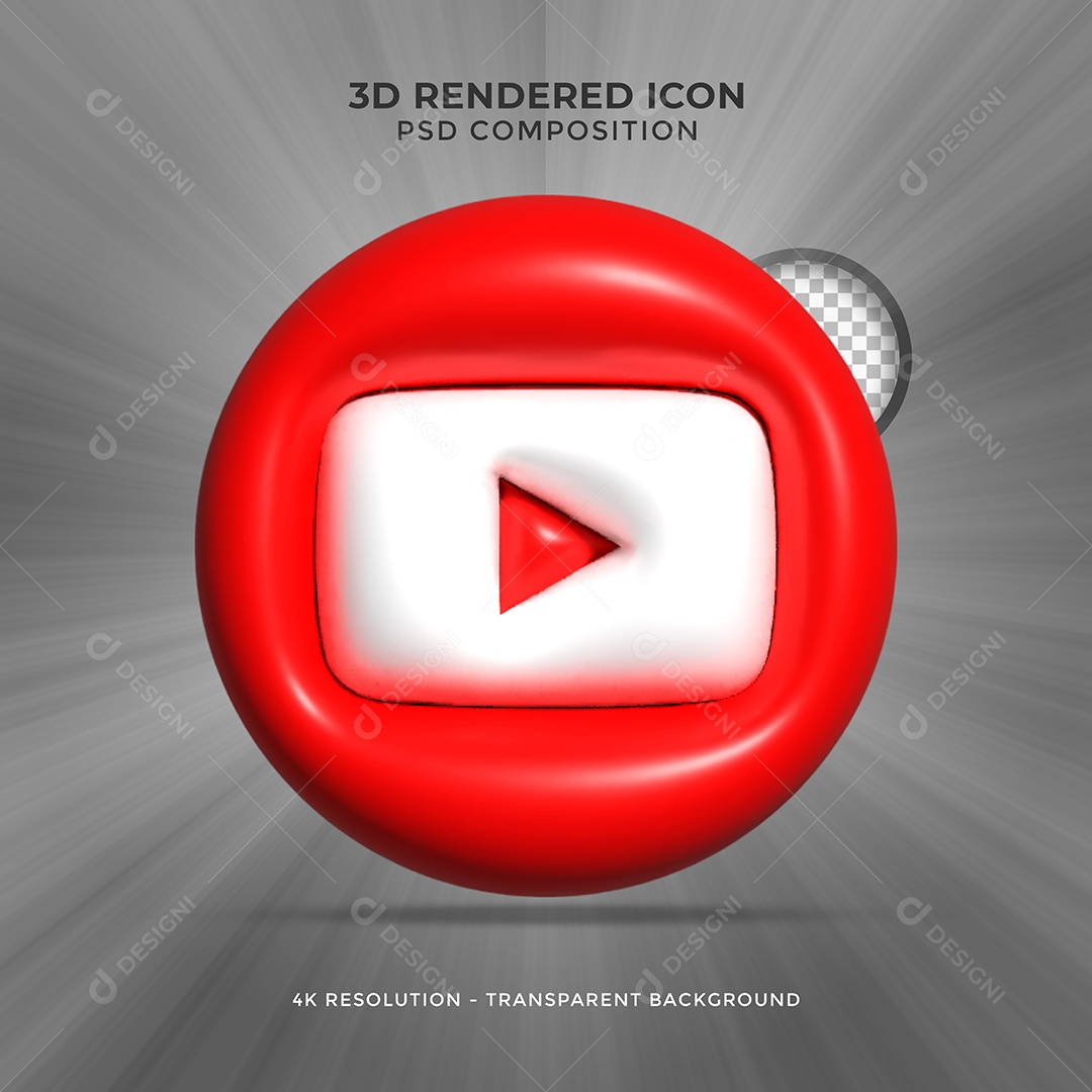 Youtube Ícone 3D Para Composição PSD